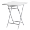 3 Piece Patio Bistro Set Of Foldable Square Table And Chairs, White No White Metal