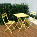 3 Piece Patio Bistro Set Of Foldable Square Table And Chairs, Yellow No Yellow Metal