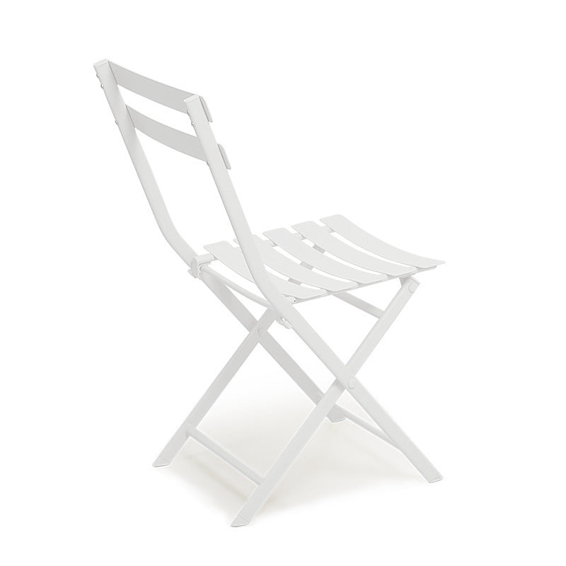 3 Piece Patio Bistro Set Of Foldable Round Table And Chairs, White No White Metal