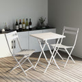 3 Piece Patio Bistro Set Of Foldable Square Table And Chairs, White No White Metal