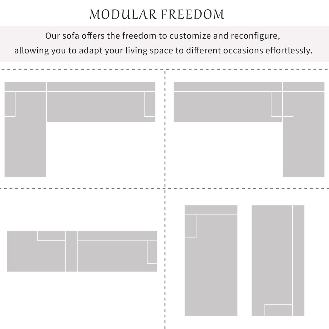 Modern Large L Shape Modular Sectional Sofa For Living Room, Bedroom, Salon, 2 Piece Free Combination, Simplified Style Gray Polyester 3 Seat
