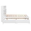 Full Size Platform Bed With Storage Headboard, Charging Station And 4 Drawers, White Box Spring Not Required Full White Wood Bedroom Bed Frame Solid Wood Mdf