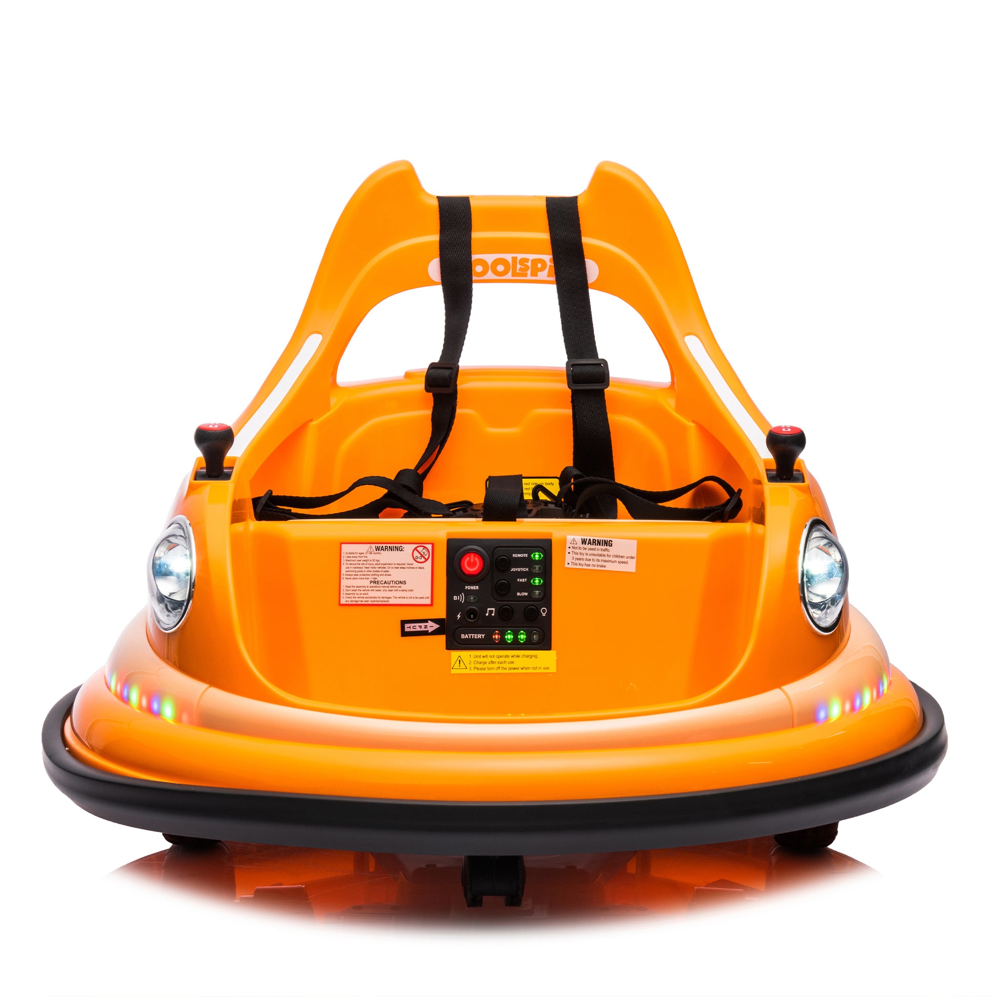 12V Ride On Bumper Car For Kids,Electric Car For Kids,1.5 5 Years Old,W Remote Control, Led Lights, Bluetooth & 360 Degree Spin, Vehicle Body With Anti Collision Paddingfive Point Safety Belt,2Wd Orange Polyethylene