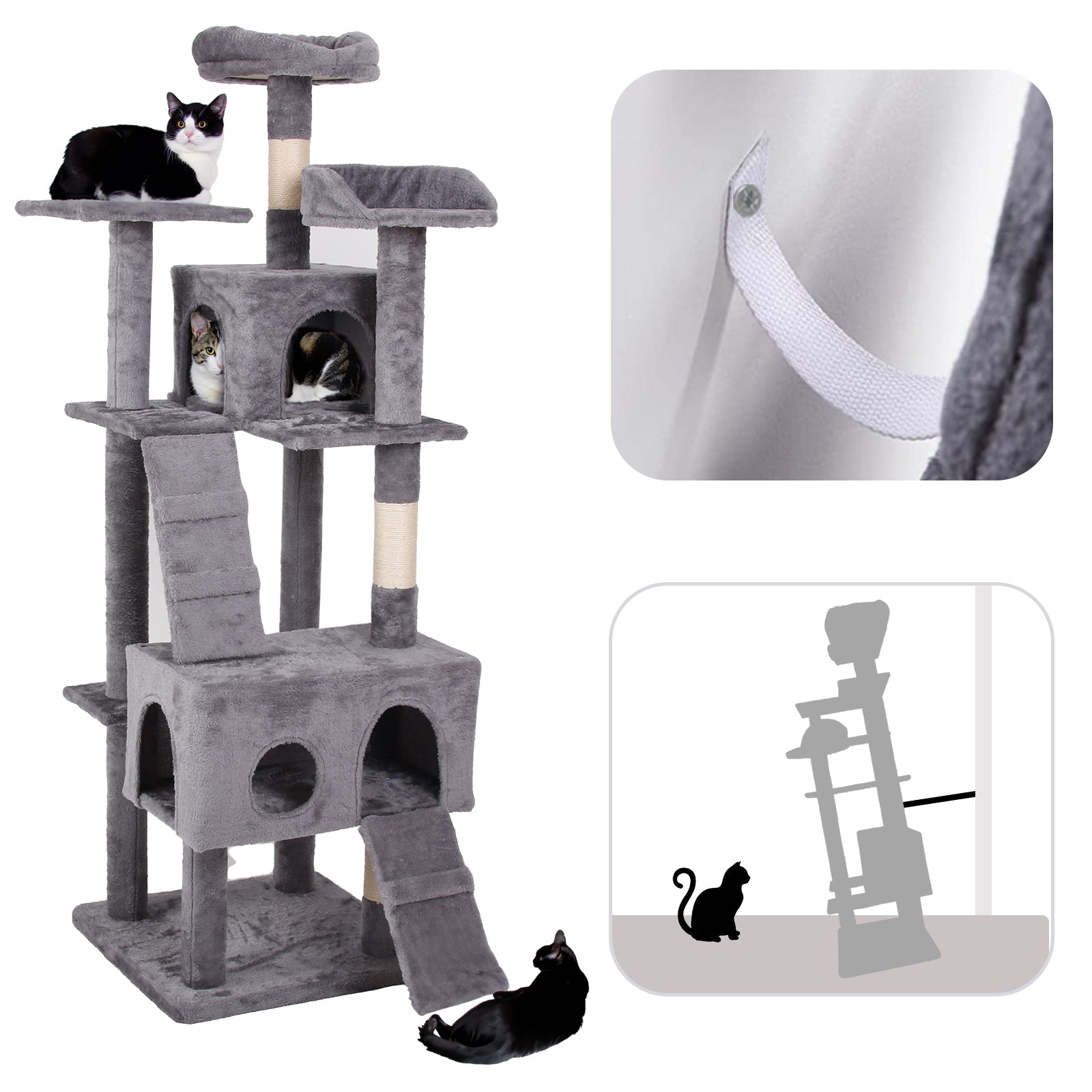 Cat Climbing Frame Antique Gray Altay Velvet