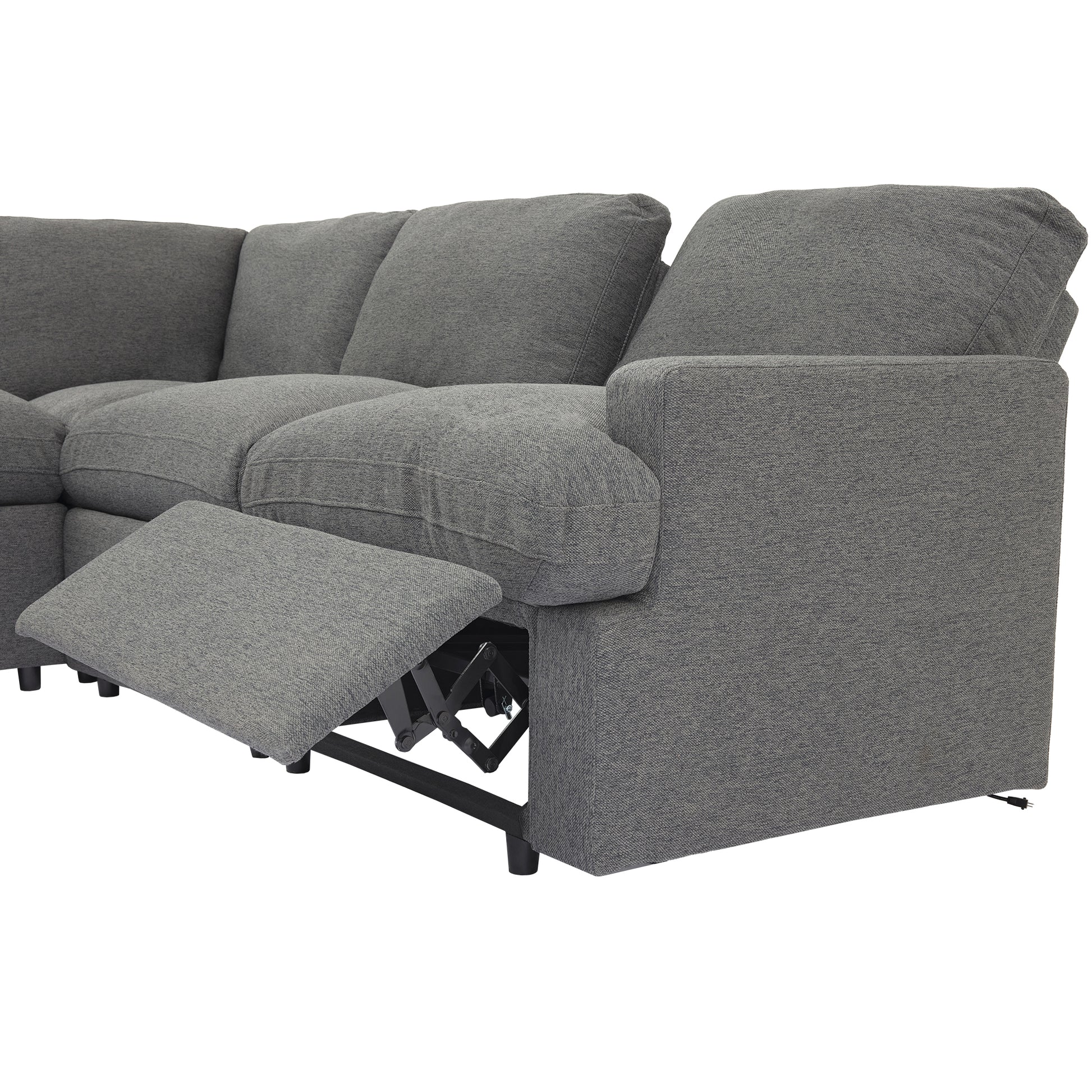 104'' Power Recliner Corner Sofa Home Theater Reclining Sofa Sectional Couches With Storage Box, Cup Holders, Usb Ports And Power Socket For Living Room, Dark Grey Dark Grey Foam Linen 4 Seat