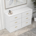 Modern White 6 Drawer Dresser For Bedroom Large Storage Wide Chest Of Drawers, Sturdy & Safe Chest 5 Or More Drawers Whitewash Antique White Primary Living Space Drawers Included American Design,Contemporary,Modern Melamine Engineered Wood