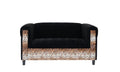 Black Velvet Loveseat Sofa For Living Room With Leopard Print, Modern D Cor Beautiful Seat Mini Small Couches For Small Spaces And Bedroom With Solid Wood Frame Black Wood Foam Velvet