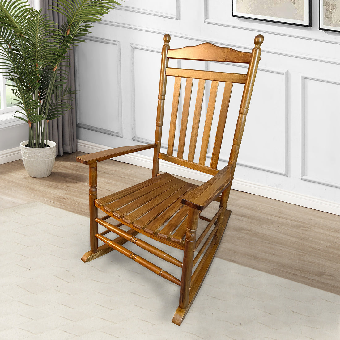 Balcony Porch Adult Rocking Chair Oak Oak Solid Wood