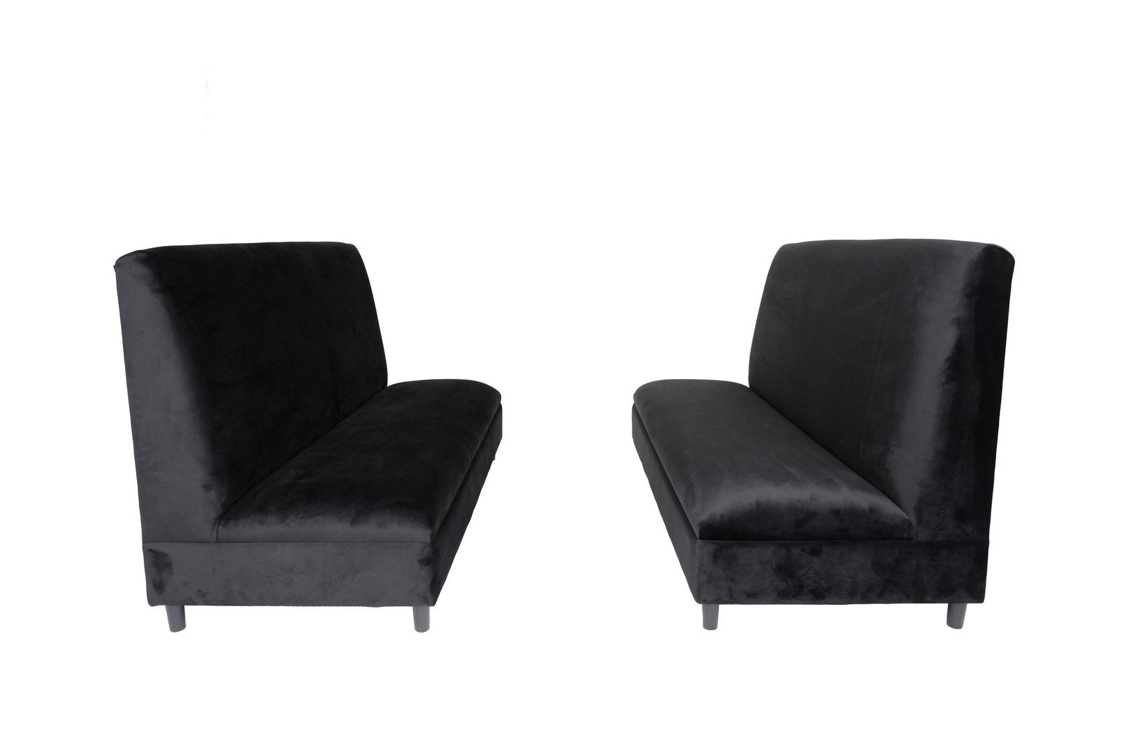 Black Velvet Booth, Modern Armless Booth For Living Room, Bedroom And Apartment With Solid Wood Frame Set Of 2 Black Wood Foam Velvet