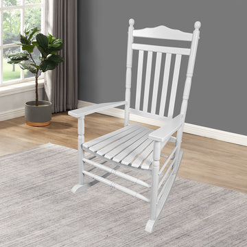 Balcony Porch Adult Rocking Chair White White Solid Wood