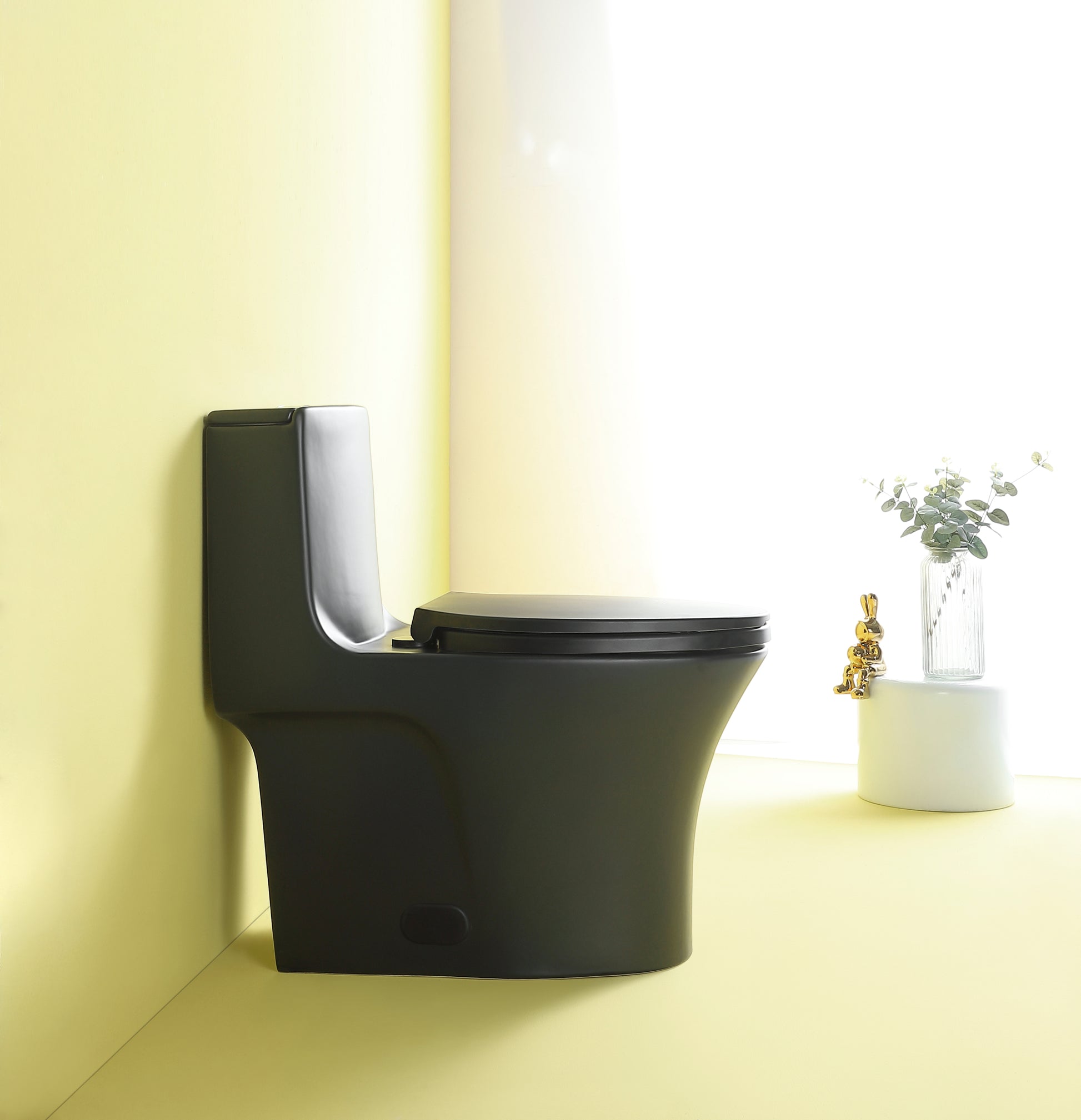 1.1 1.60 Gpf Dual Flush One Piece Toilet, Water Saving Elongated Comfort Height Floor Mounted, Soft Closing Seat, 1000 Gram Map Flushing Score Toilet, Matte Black 23T02 Mb Matte Black Ceramic