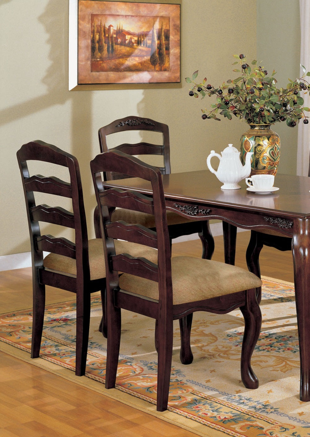 Transitional Contemporary Dark Walnut Finish Set Of 2Pc Dining Chairs Solid Wood Kitchen Dining Room Furniture Ladder Back Side Chairs Walnut Dining Room Contemporary,Modern,Transitional Dining Chairs Ladder Back Solid Wood