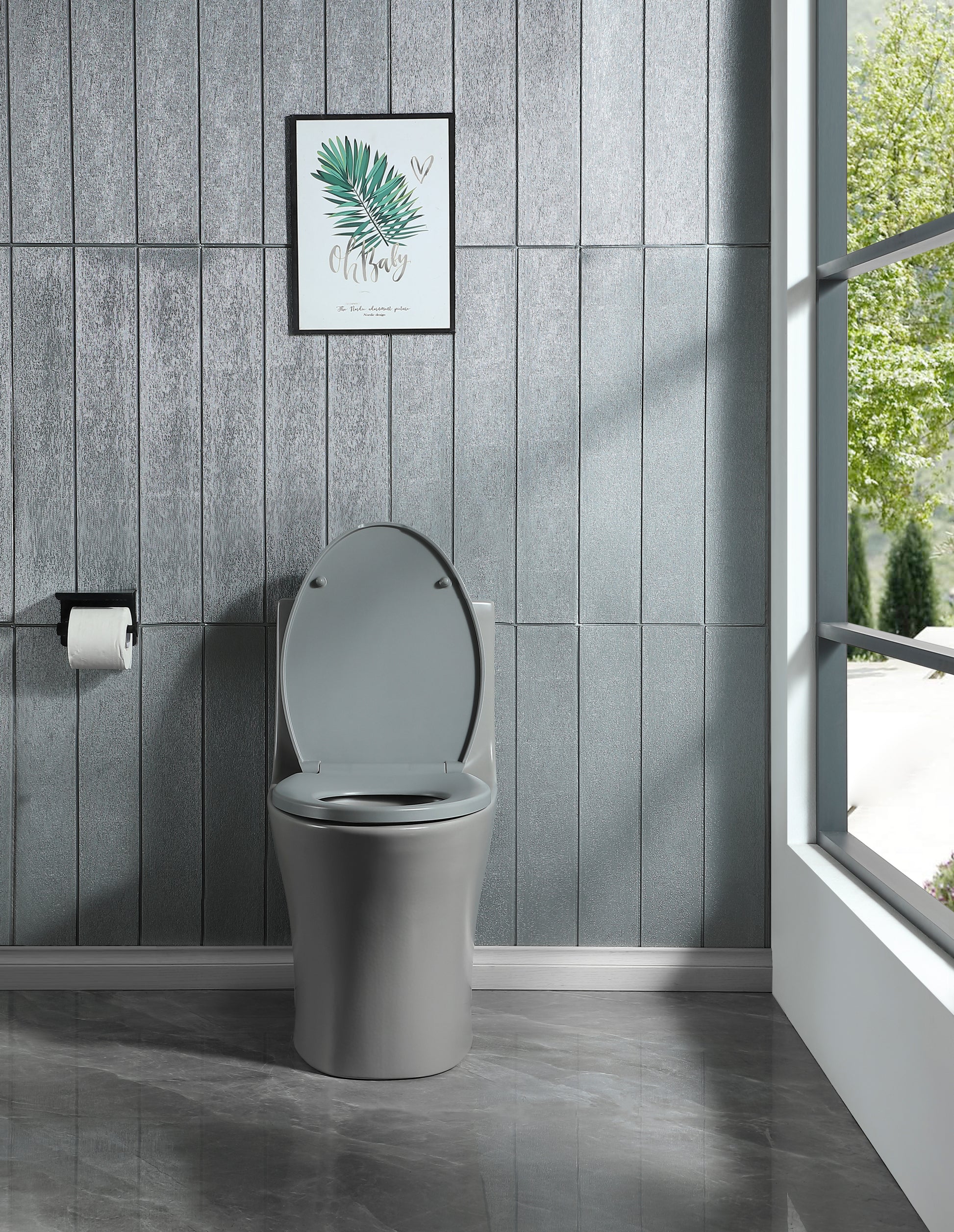 1.1 1.60 Gpf Dual Flush One Piece Toilet, Water Saving Elongated Comfort Height Floor Mounted, Soft Close 1000 Gram Map Flushing Score Toilet, Light Grey 23T01 Lg Light Grey Ceramic