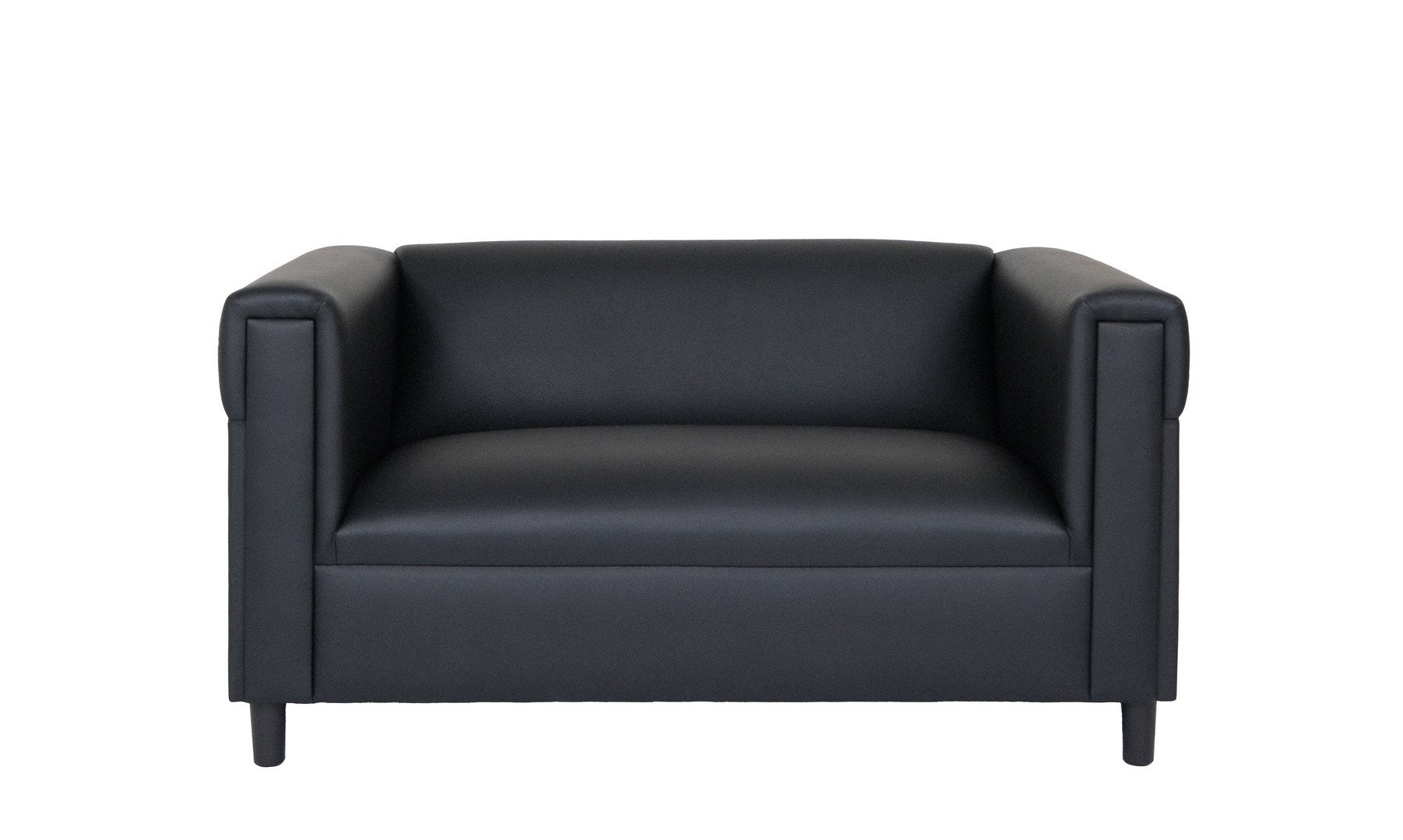 Black Broadway Faux Leather Loveseat Sofa For Living Room, Modern D Cor Beautiful Seat Mini Small Couches For Small Spaces And Bedroom With Solid Wood Frame Black Wood Foam Faux Leather