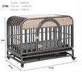 37In Heavy Duty Dog Crate, Furniture Style Dog Crate With Removable Trays And Wheels For High Anxiety Dogs Grey Abs Abs