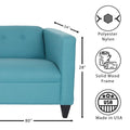 Teal Sofa For Living Room, Modern 3 Seater Sofas Couches For Bedroom, Office, And Apartment With Solid Wood Frame Polyester Nylon Teal Wood Foam Polyester