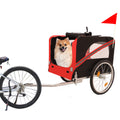 Outdoor Heavy Duty Foldable Utility Pet Stroller Dog Carriers Bicycle Trailer Black Red Fabric Steel