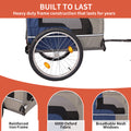 Tangkula Dog Bike Trailer,Mesh Dog Cart With 3 Entrances, Safety Flag, 8 Reflectors, Folding Pet Carrier Wagon With 20 Inch Wheels, Bicycle Carrier For Medium And Small Sized Dogs Blue Grey Fabric Steel