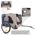 Tangkula Dog Bike Trailer,Mesh Dog Cart With 3 Entrances, Safety Flag, 8 Reflectors, Folding Pet Carrier Wagon With 20 Inch Wheels, Bicycle Carrier For Medium And Small Sized Dogs Blue Grey Fabric Steel