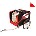 Outdoor Heavy Duty Foldable Utility Pet Stroller Dog Carriers Bicycle Trailer Black Red Fabric Steel