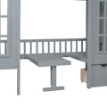 Twin Over Twin Bunk Bed With Changeable Table, Bunk Bed Turn Into Upper Bed And Down Desk Gray Twin Gray Solid Wood