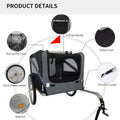 Outdoor Heavy Duty Foldable Utility Pet Stroller Dog Carriers Bicycle Trailer Black Gray Fabric Steel