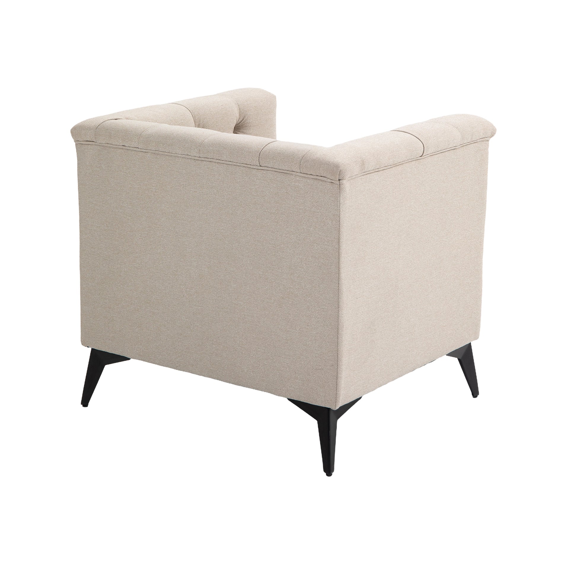Accent Chair Living Room Chairs Single Sofa Chair,Arm Chairs With Linen Fabric, Mid Century Accent Arm Chairs Comfy Reading Lounge Club Armchair For Bedroom Office Study Beige Metal