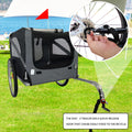Outdoor Heavy Duty Foldable Utility Pet Stroller Dog Carriers Bicycle Trailer Black Gray Fabric Steel