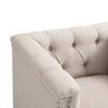 Accent Chair Living Room Chairs Single Sofa Chair,Arm Chairs With Linen Fabric, Mid Century Accent Arm Chairs Comfy Reading Lounge Club Armchair For Bedroom Office Study Beige Metal