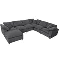 Oversized Modular Sectional Sofa With Ottoman L Shaped Corner Sectional For Living Room, Office, Spacious Space Gray Polyester 7 Seat