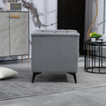 Accent Chair Living Room Chairs Single Sofa Chair,Arm Chairs With Linen Fabric, Mid Century Accent Arm Chairs Comfy Reading Lounge Club Armchair For Bedroom Office Study Gray Metal