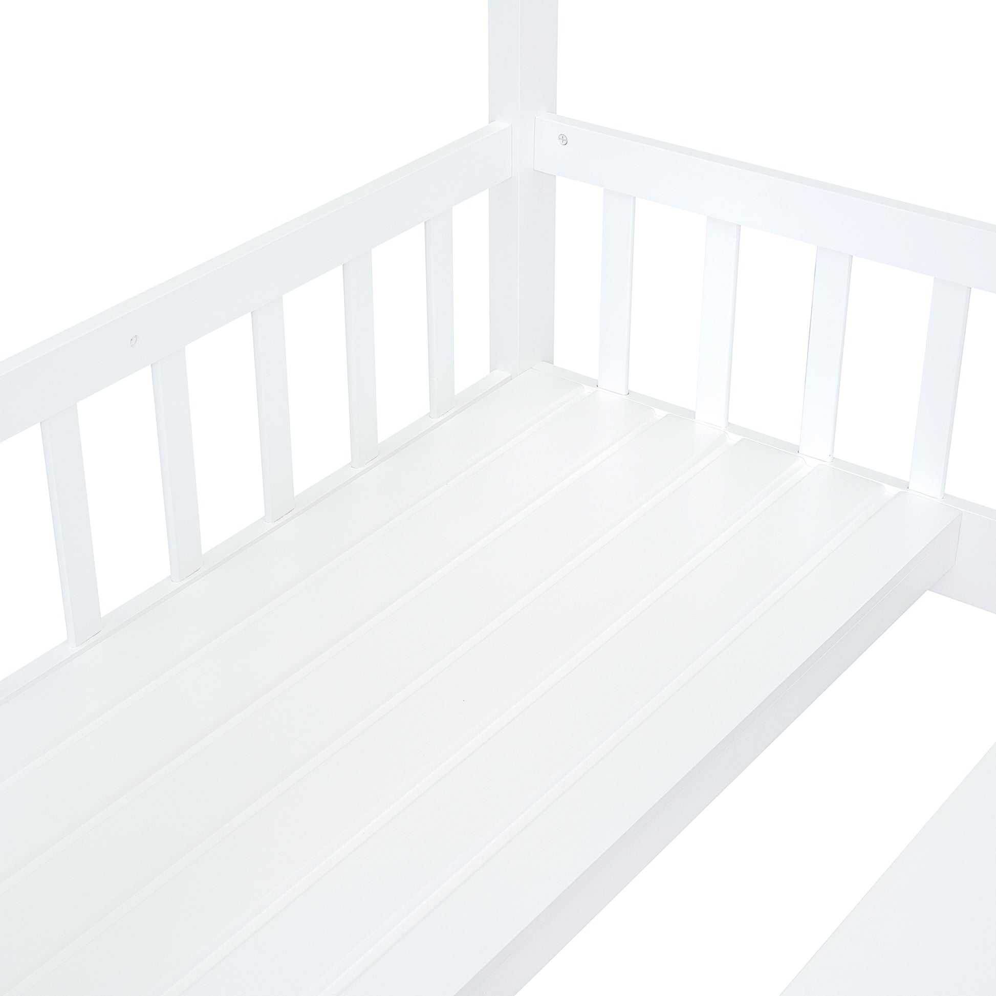 Full Over Full Bunk Bed With Changeable Table, Bunk Bed Turn Into Upper Bed And Down Desk White Full White Solid Wood