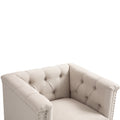 Accent Chair Living Room Chairs Single Sofa Chair,Arm Chairs With Linen Fabric, Mid Century Accent Arm Chairs Comfy Reading Lounge Club Armchair For Bedroom Office Study Beige Metal