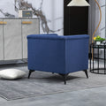 Accent Chair Living Room Chairs Single Sofa Chair,Arm Chairs With Linen Fabric, Mid Century Accent Arm Chairs Comfy Reading Lounge Club Armchair For Bedroom Office Study Blue Metal