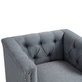Accent Chair Living Room Chairs Single Sofa Chair,Arm Chairs With Linen Fabric, Mid Century Accent Arm Chairs Comfy Reading Lounge Club Armchair For Bedroom Office Study Gray Metal