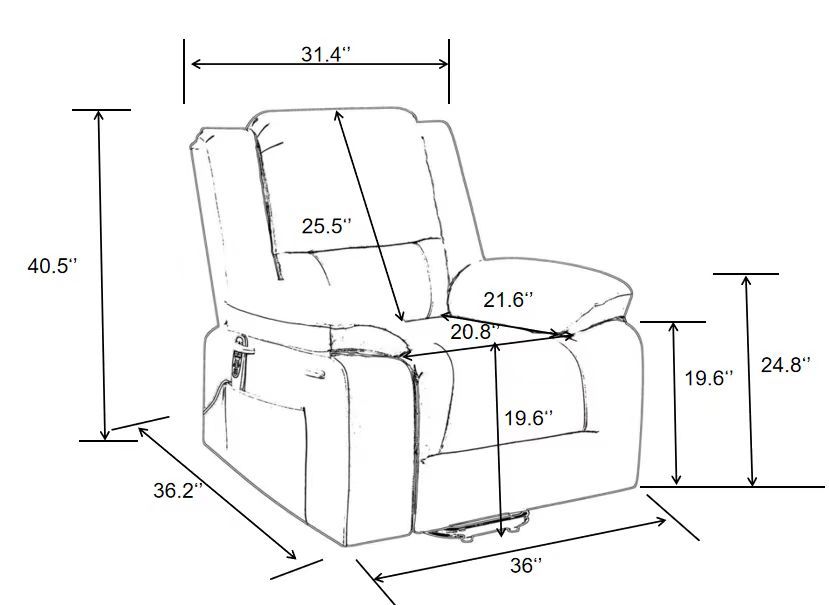 Electric Power Recliner Chair With Massage For Elderly ,Remote Control Multi Function Lifting, Timing, Cushion Heating Chair With Side Pocket Dark Grey Dark Grey Power Remote Metal Primary Living Space Soft American Design Pillow Top Arms Cat Scratch