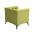Accent Chair Living Room Chairs Single Sofa Chair,Arm Chairs With Linen Fabric, Mid Century Accent Arm Chairs Comfy Reading Lounge Club Armchair For Bedroom Office Study Green Metal