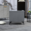 Accent Chair Living Room Chairs Single Sofa Chair,Arm Chairs With Linen Fabric, Mid Century Accent Arm Chairs Comfy Reading Lounge Club Armchair For Bedroom Office Study Gray Metal