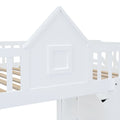 Full Over Full Bunk Bed With Changeable Table, Bunk Bed Turn Into Upper Bed And Down Desk White Full White Solid Wood