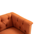 Accent Chair Living Room Chairs Single Sofa Chair,Arm Chairs With Linen Fabric, Mid Century Accent Arm Chairs Comfy Reading Lounge Club Armchair For Bedroom Office Study Orange Metal