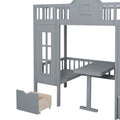 Twin Over Twin Bunk Bed With Changeable Table, Bunk Bed Turn Into Upper Bed And Down Desk Gray Twin Gray Solid Wood