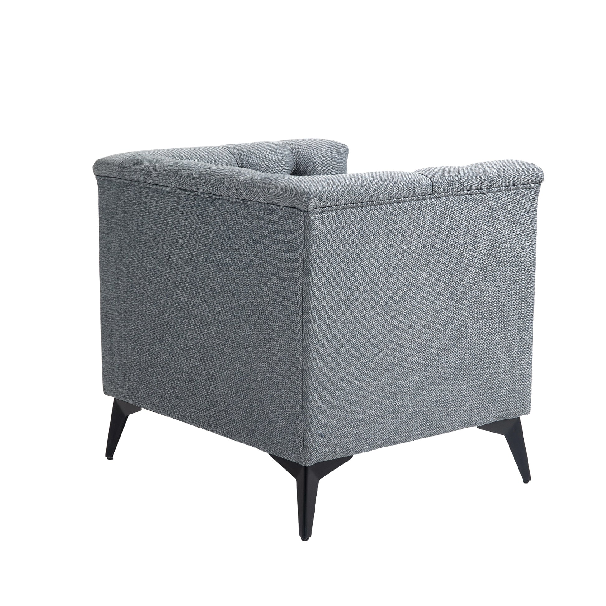 Accent Chair Living Room Chairs Single Sofa Chair,Arm Chairs With Linen Fabric, Mid Century Accent Arm Chairs Comfy Reading Lounge Club Armchair For Bedroom Office Study Gray Metal
