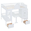 Full Over Full Bunk Bed With Changeable Table, Bunk Bed Turn Into Upper Bed And Down Desk White Full White Solid Wood