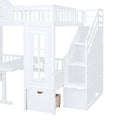 Full Over Full Bunk Bed With Changeable Table, Bunk Bed Turn Into Upper Bed And Down Desk White Full White Solid Wood