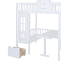 Full Over Full Bunk Bed With Changeable Table, Bunk Bed Turn Into Upper Bed And Down Desk White Full White Solid Wood