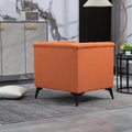 Accent Chair Living Room Chairs Single Sofa Chair,Arm Chairs With Linen Fabric, Mid Century Accent Arm Chairs Comfy Reading Lounge Club Armchair For Bedroom Office Study Orange Metal