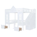 Full Over Full Bunk Bed With Changeable Table, Bunk Bed Turn Into Upper Bed And Down Desk White Full White Solid Wood