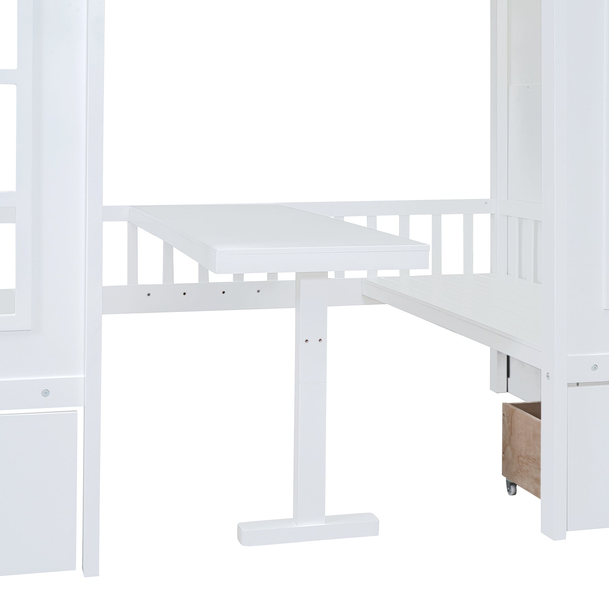 Full Over Full Bunk Bed With Changeable Table, Bunk Bed Turn Into Upper Bed And Down Desk White Full White Solid Wood