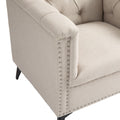 Accent Chair Living Room Chairs Single Sofa Chair,Arm Chairs With Linen Fabric, Mid Century Accent Arm Chairs Comfy Reading Lounge Club Armchair For Bedroom Office Study Beige Metal