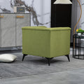 Accent Chair Living Room Chairs Single Sofa Chair,Arm Chairs With Linen Fabric, Mid Century Accent Arm Chairs Comfy Reading Lounge Club Armchair For Bedroom Office Study Green Metal
